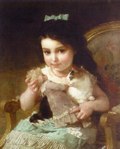 Cuadro de niña jugando con muñecas Cuadro de niña jugando con muñecas