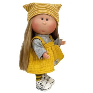 Photo of Mia NIN3407 blonde with straight hair and mustard outfit - Mia Dolls